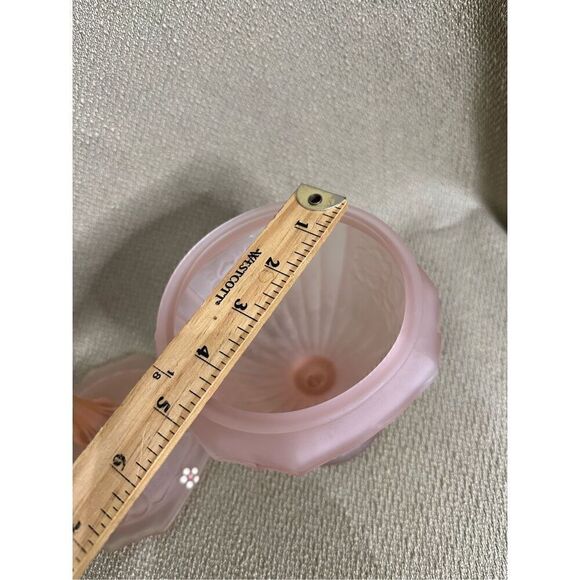 Vintage Anchor Hocking Mayfair Pink Frosted Depression Candy Dish & Lid Floral - Picture 11 of 11